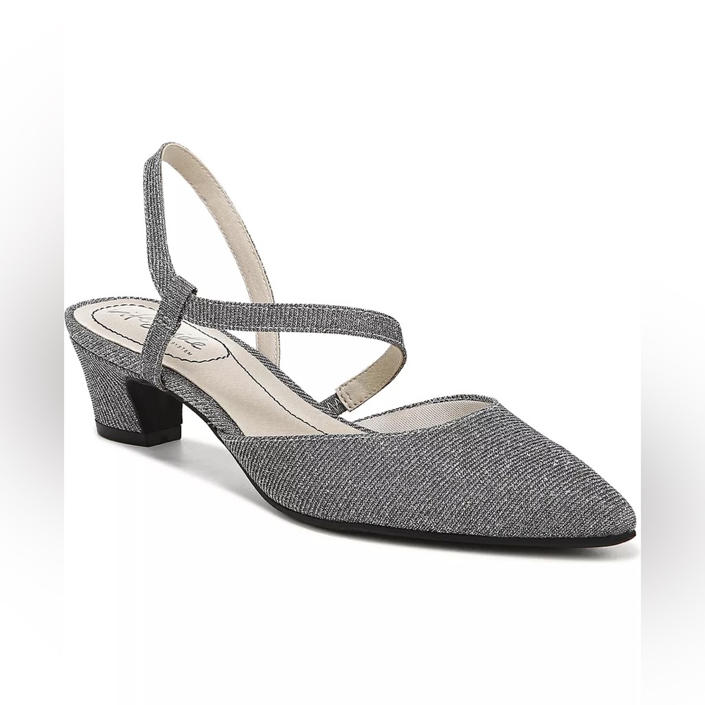 Life Stride Silver Slingback Low Heel Pump